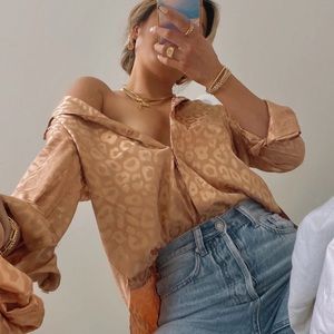 12th Tribe Gold Rush Leopard Blouse